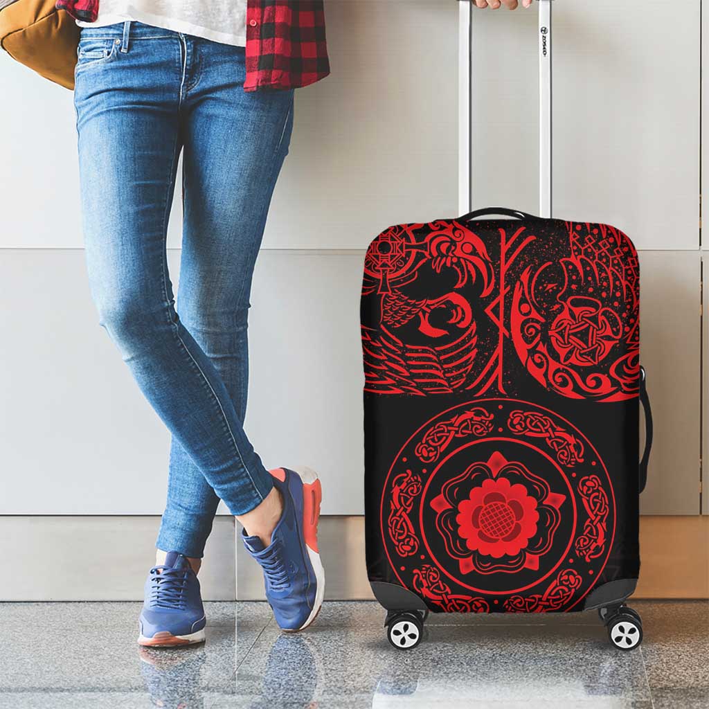 Viking Pride of Yorkshire Luggage Cover Red Odin’s Ravens Nordic - Wonder Print Shop