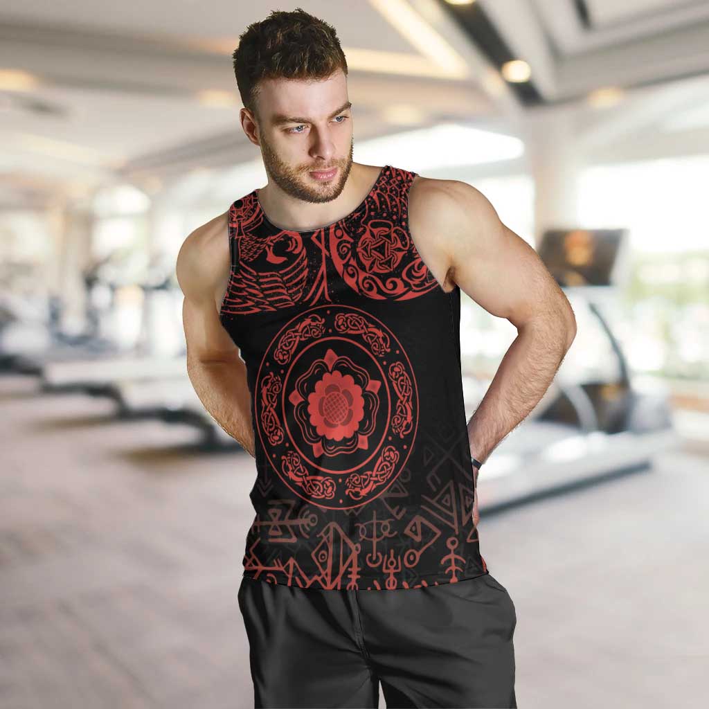 Viking Pride of Yorkshire Men Tank Top Red Odin’s Ravens Nordic - Wonder Print Shop