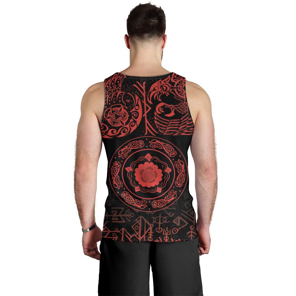 Viking Pride of Yorkshire Men Tank Top Red Odin’s Ravens Nordic - Wonder Print Shop