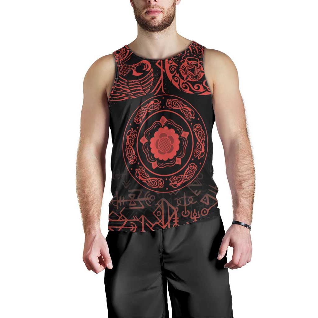 Viking Pride of Yorkshire Men Tank Top Red Odin’s Ravens Nordic - Wonder Print Shop
