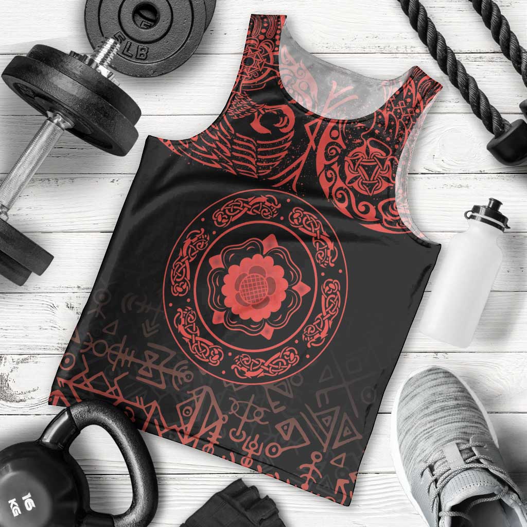 Viking Pride of Yorkshire Men Tank Top Red Odin’s Ravens Nordic - Wonder Print Shop