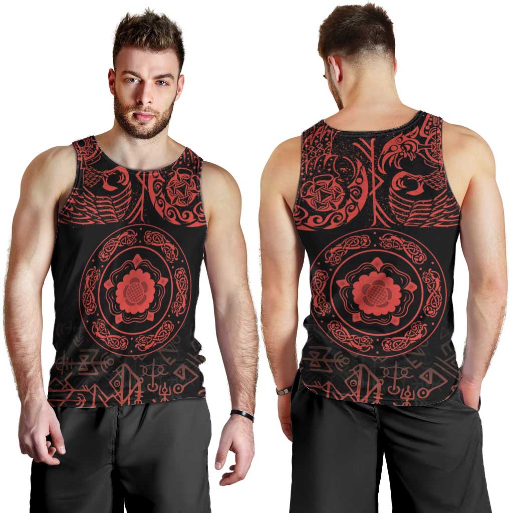 Viking Pride of Yorkshire Men Tank Top Red Odin’s Ravens Nordic - Wonder Print Shop