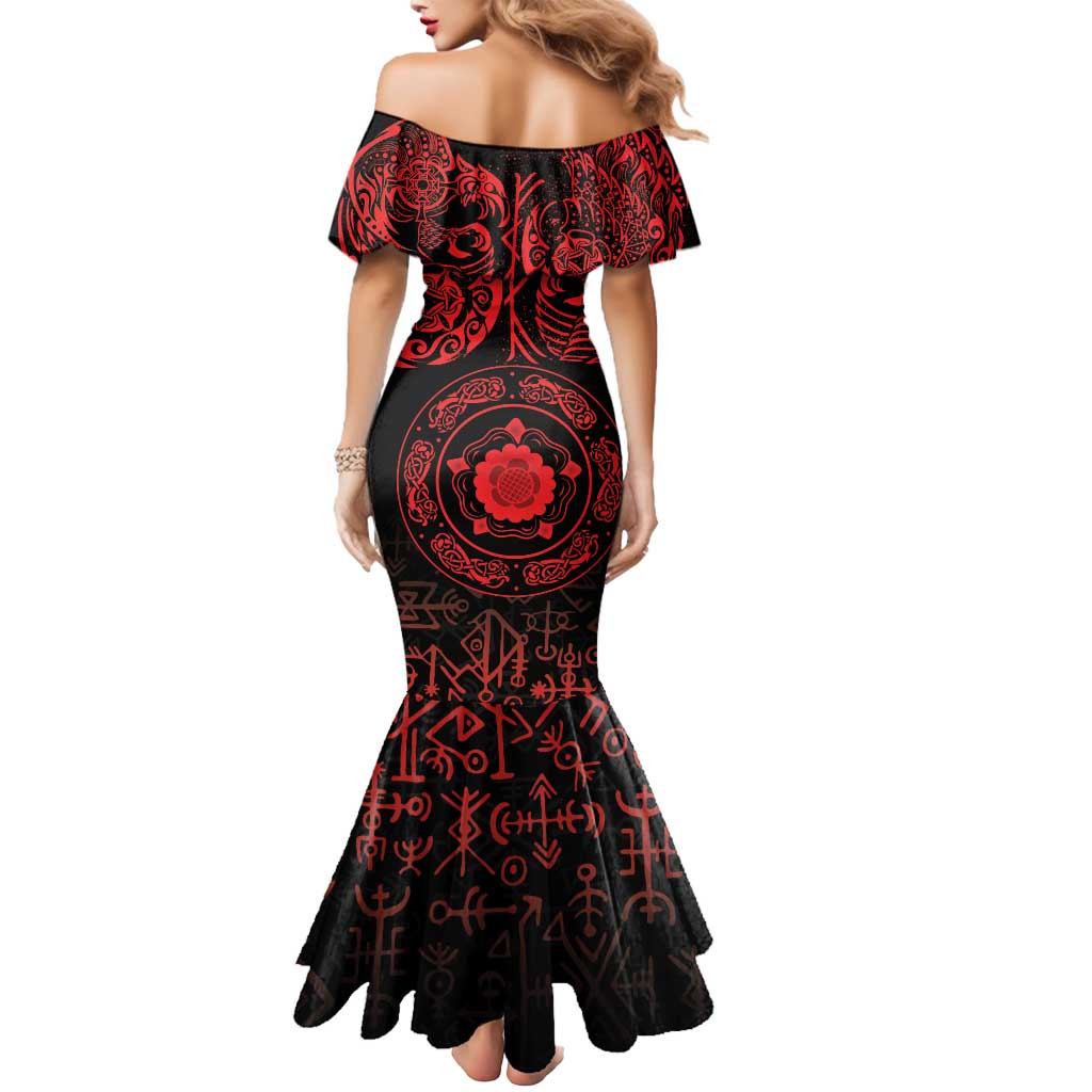 Viking Pride of Yorkshire Mermaid Dress Red Odin’s Ravens Nordic - Wonder Print Shop