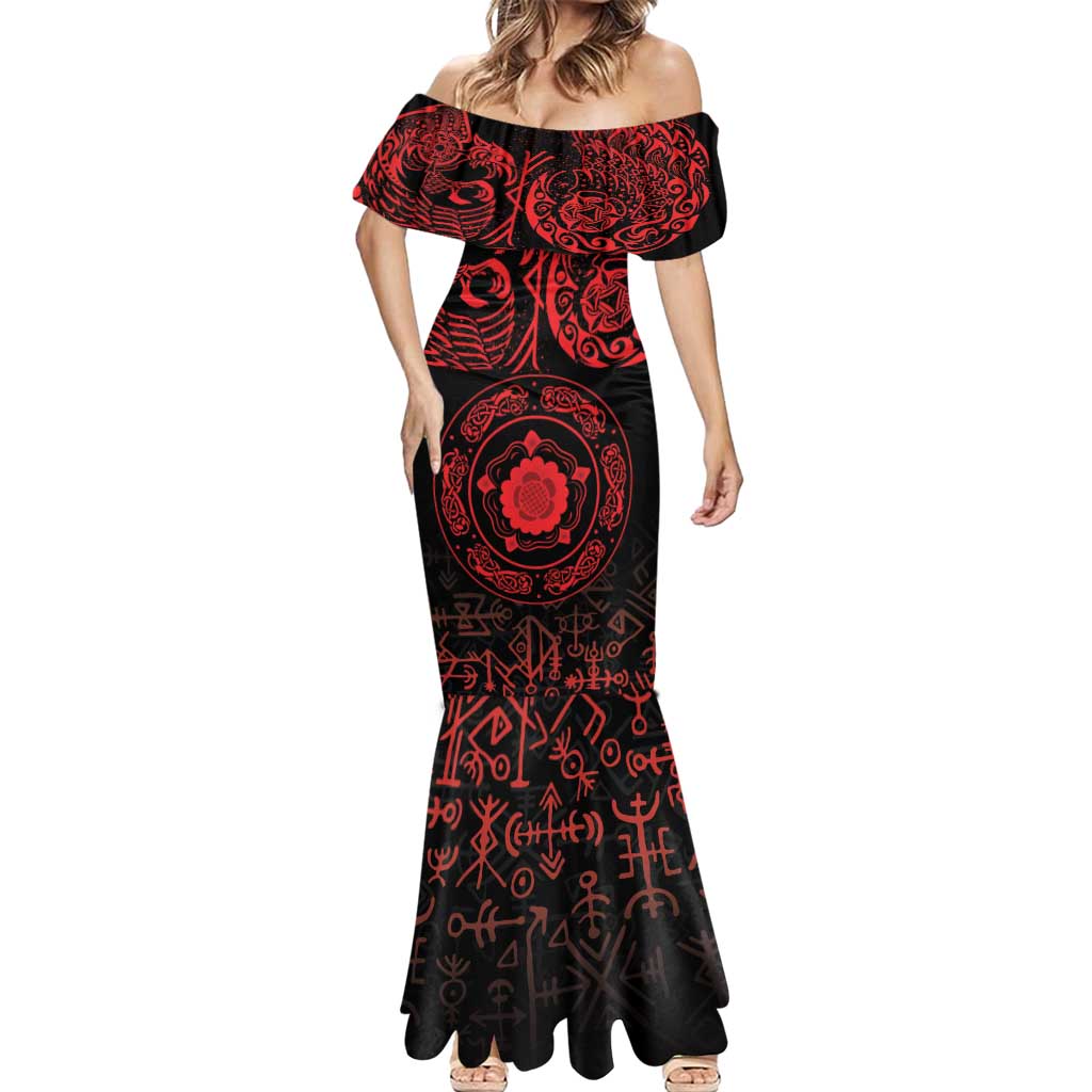 Viking Pride of Yorkshire Mermaid Dress Red Odin’s Ravens Nordic - Wonder Print Shop