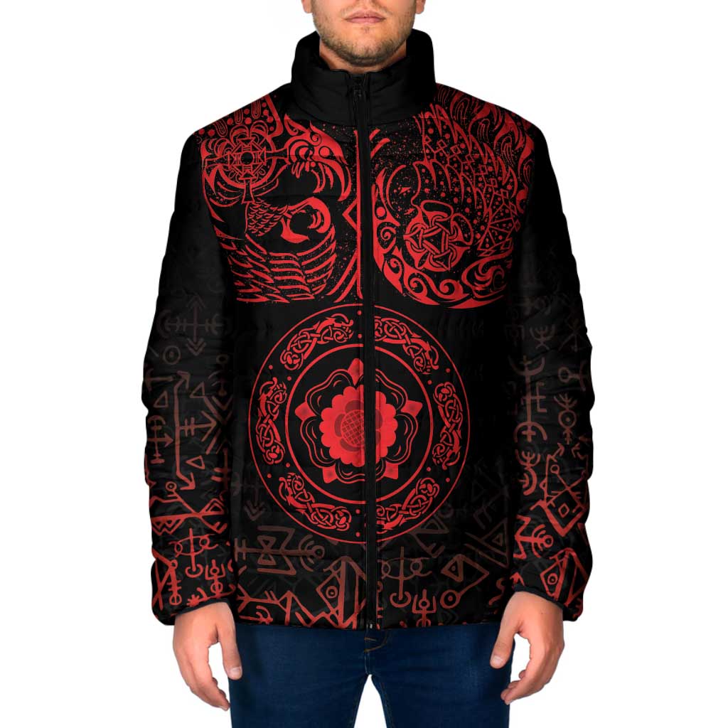 Viking Pride of Yorkshire Padded Jacket Red Odin’s Ravens Nordic - Wonder Print Shop