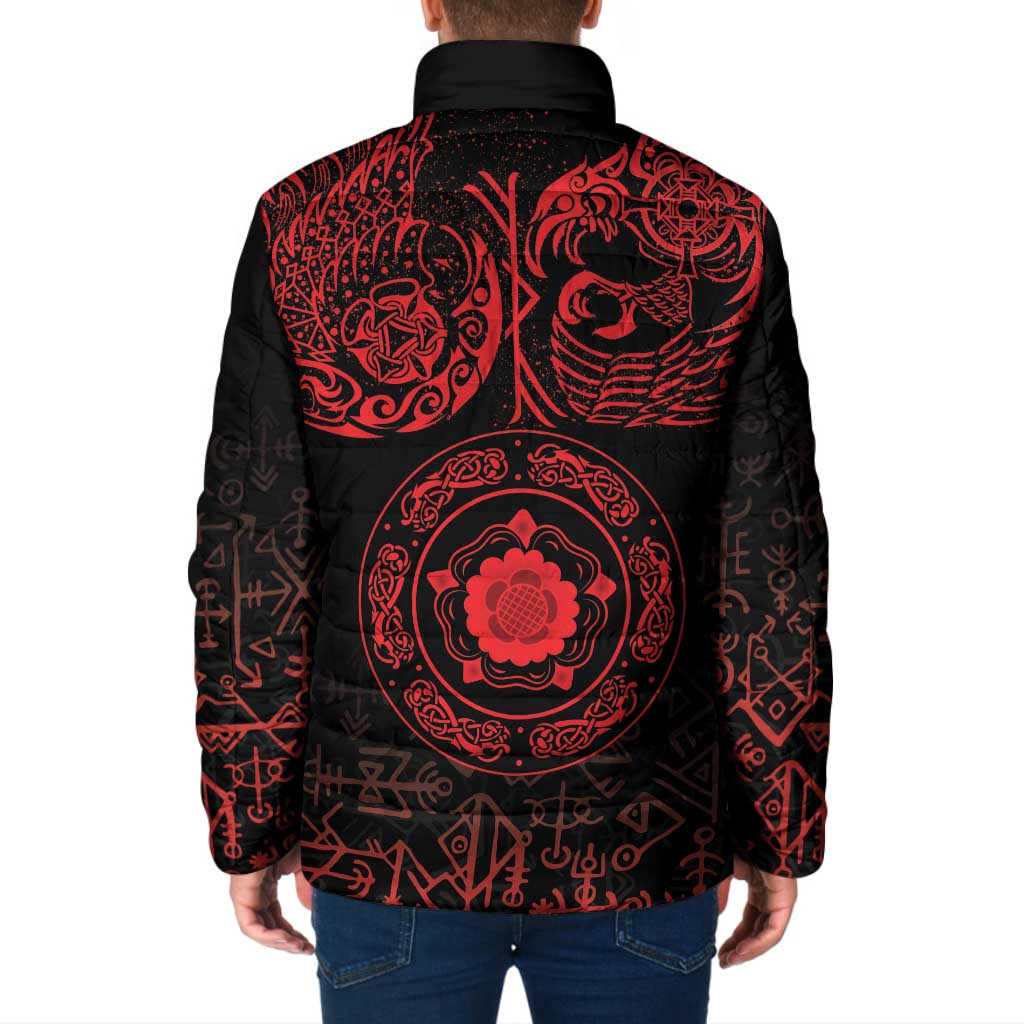 Viking Pride of Yorkshire Padded Jacket Red Odin’s Ravens Nordic - Wonder Print Shop