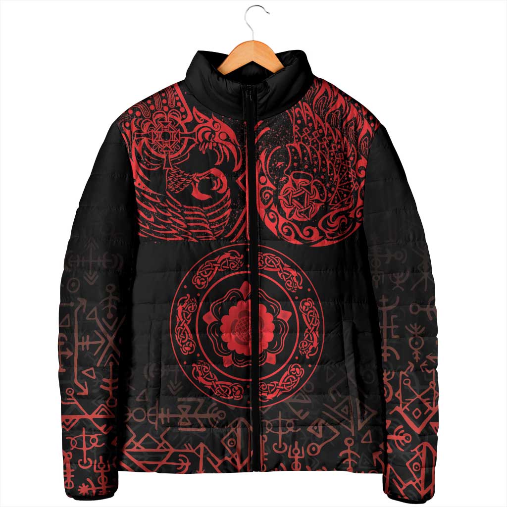 Viking Pride of Yorkshire Padded Jacket Red Odin’s Ravens Nordic - Wonder Print Shop