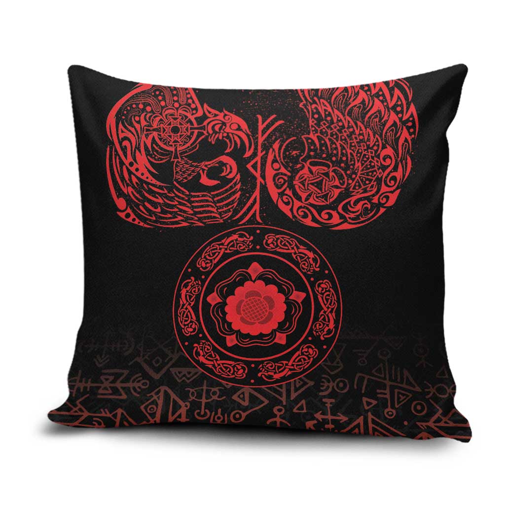 Viking Pride of Yorkshire Pillow Cover Red Odin’s Ravens Nordic - Wonder Print Shop