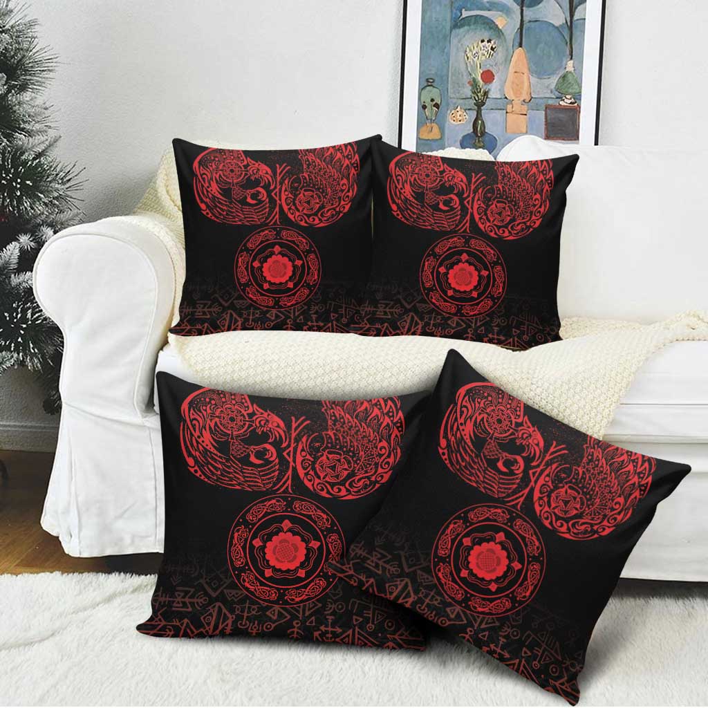 Viking Pride of Yorkshire Pillow Cover Red Odin’s Ravens Nordic - Wonder Print Shop