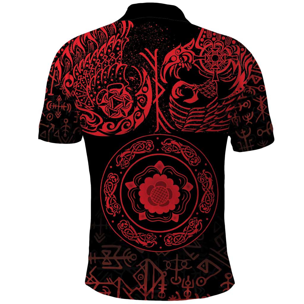 Viking Pride of Yorkshire Polo Shirt Red Odin’s Ravens Nordic - Wonder Print Shop