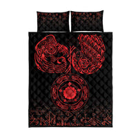 Viking Pride of Yorkshire Quilt Bed Set Red Odin’s Ravens Nordic - Wonder Print Shop