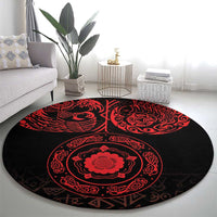 Viking Pride of Yorkshire Round Carpet Red Odin’s Ravens Nordic - Wonder Print Shop