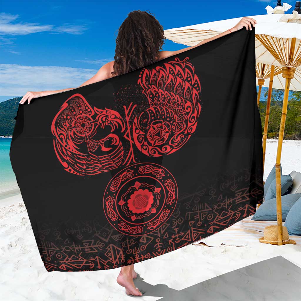 Viking Pride of Yorkshire Sarong Red Odin’s Ravens Nordic - Wonder Print Shop