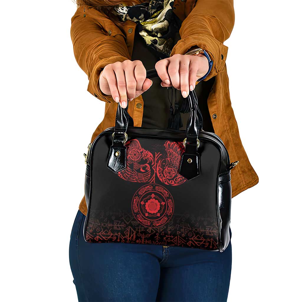 Viking Pride of Yorkshire Shoulder Handbag Red Odin’s Ravens Nordic - Wonder Print Shop