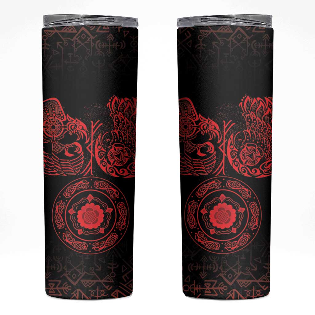 Viking Pride of Yorkshire Skinny Tumbler Red Odin’s Ravens Nordic - Wonder Print Shop