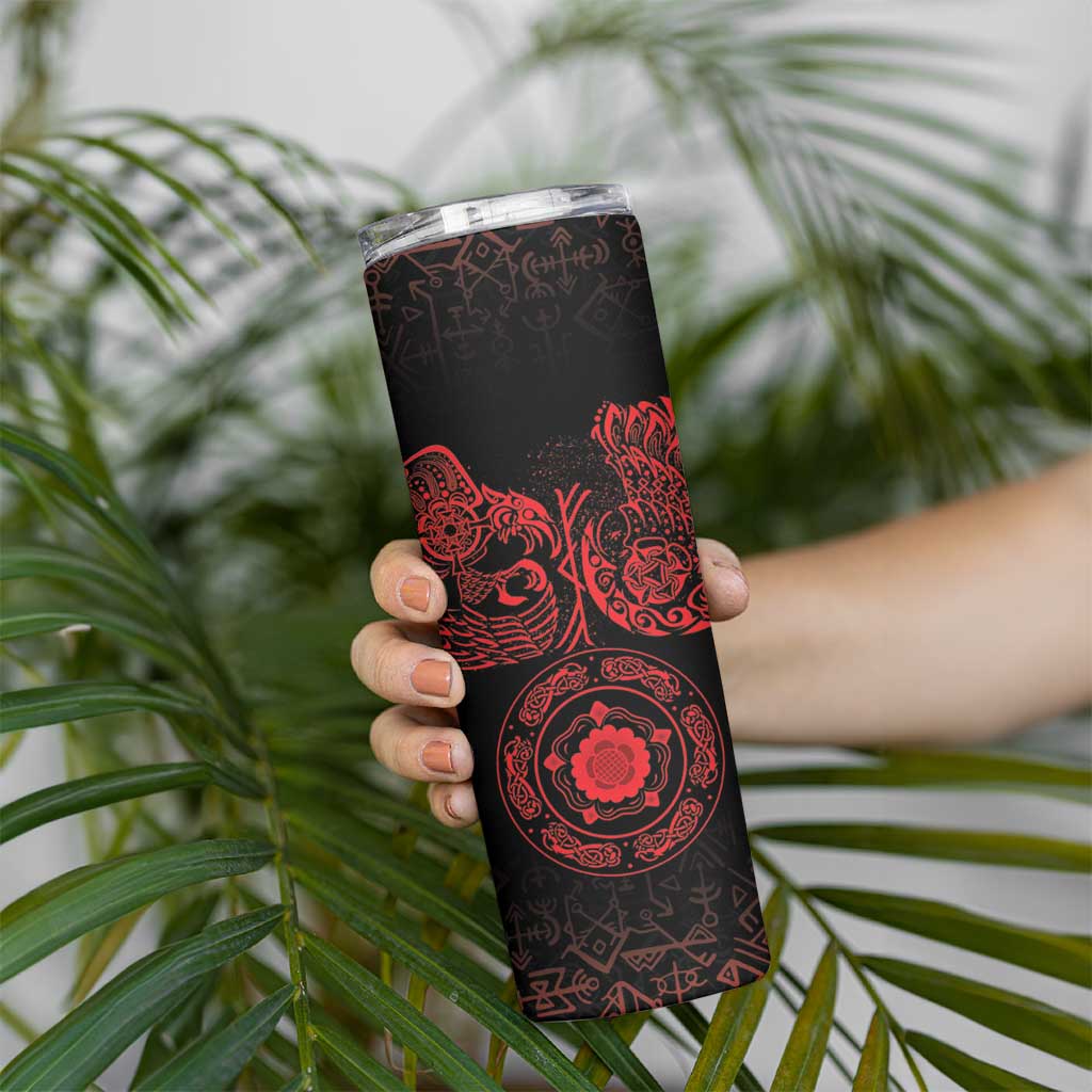 Viking Pride of Yorkshire Skinny Tumbler Red Odin’s Ravens Nordic - Wonder Print Shop