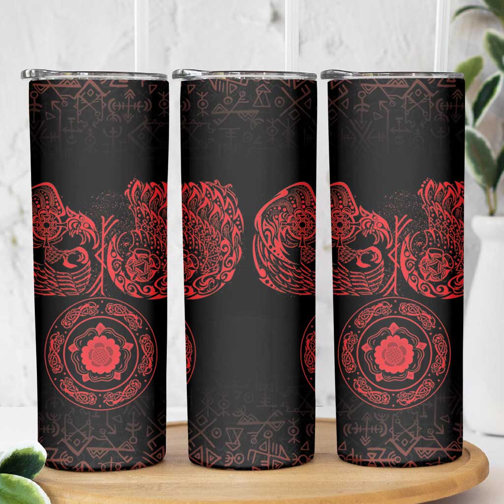 Viking Pride of Yorkshire Skinny Tumbler Red Odin’s Ravens Nordic - Wonder Print Shop