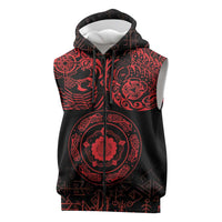 Viking Pride of Yorkshire Sleeveless Zip Hoodie Red Odin’s Ravens Nordic - Wonder Print Shop