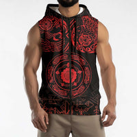 Viking Pride of Yorkshire Sleeveless Zip Hoodie Red Odin’s Ravens Nordic - Wonder Print Shop