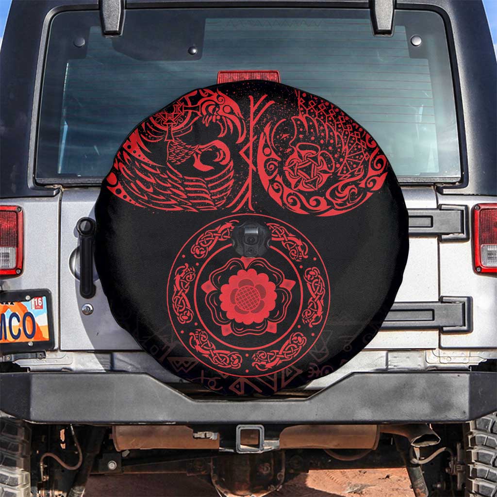 Viking Pride of Yorkshire Spare Tire Cover Red Odin’s Ravens Nordic - Wonder Print Shop