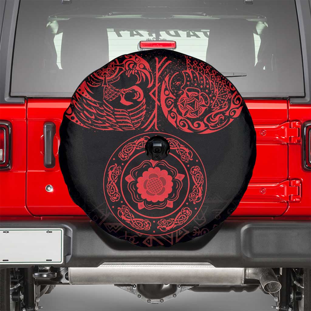 Viking Pride of Yorkshire Spare Tire Cover Red Odin’s Ravens Nordic - Wonder Print Shop