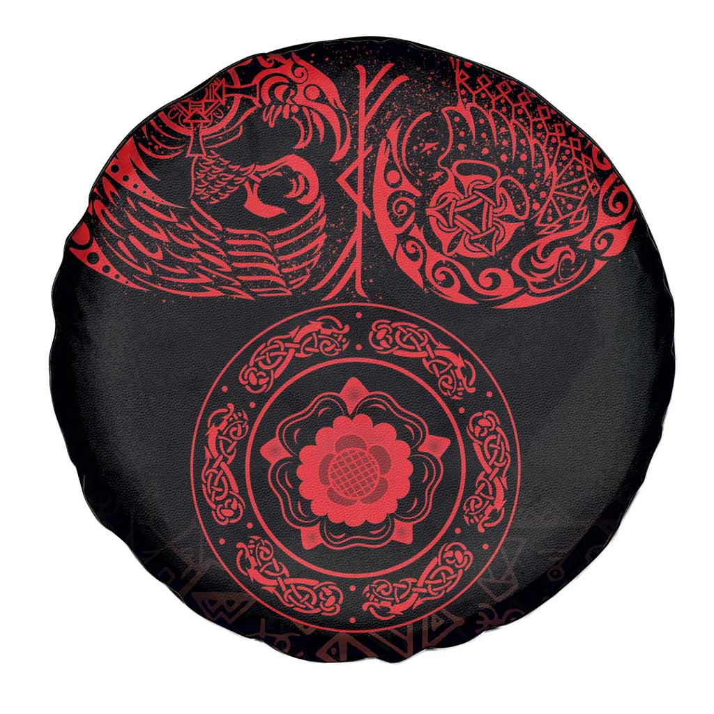 Viking Pride of Yorkshire Spare Tire Cover Red Odin’s Ravens Nordic - Wonder Print Shop