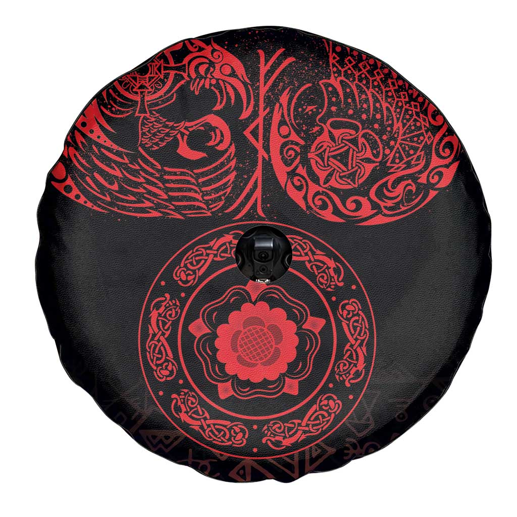 Viking Pride of Yorkshire Spare Tire Cover Red Odin’s Ravens Nordic - Wonder Print Shop