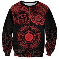Viking Pride of Yorkshire Sweatshirt Red Odin’s Ravens Nordic - Wonder Print Shop