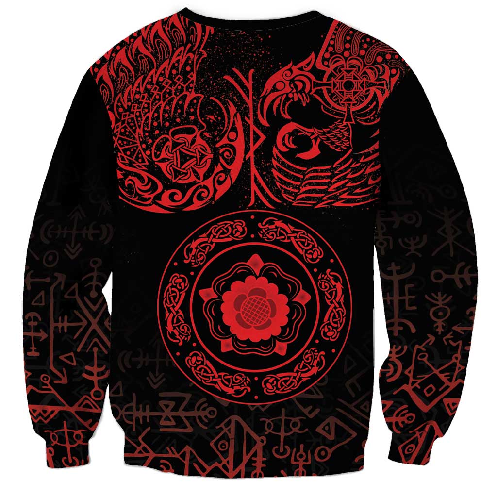 Viking Pride of Yorkshire Sweatshirt Red Odin’s Ravens Nordic - Wonder Print Shop