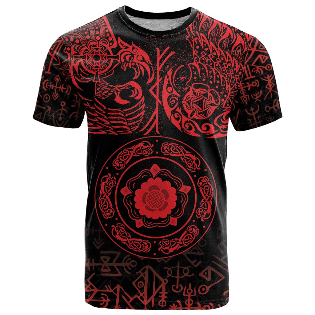 Viking Pride of Yorkshire T Shirt Red Odin’s Ravens Nordic - Wonder Print Shop