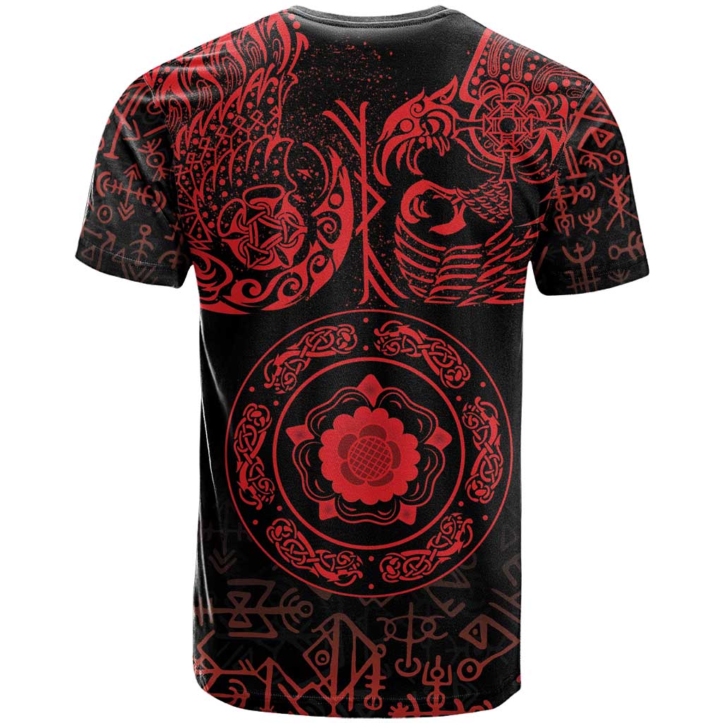 Viking Pride of Yorkshire T Shirt Red Odin’s Ravens Nordic - Wonder Print Shop