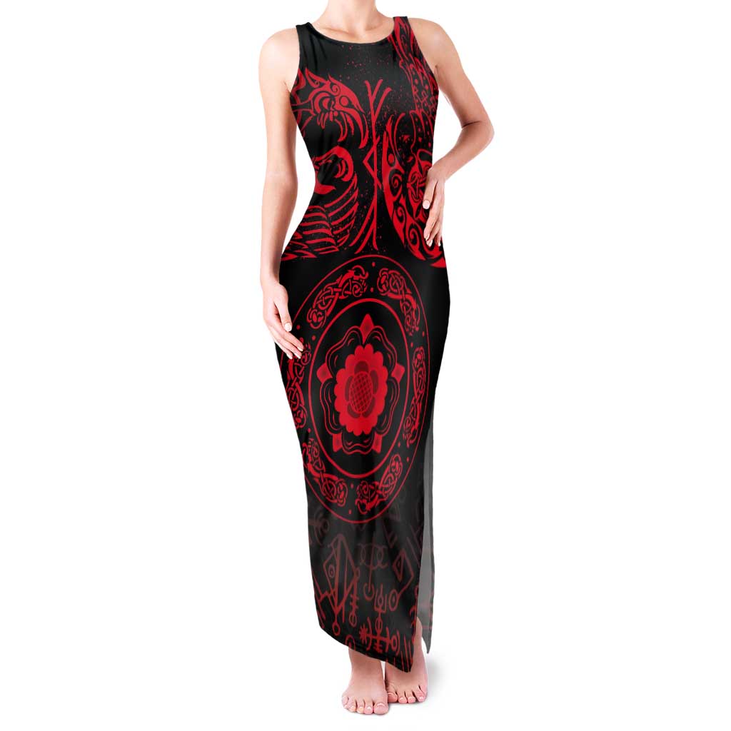 Viking Pride of Yorkshire Tank Maxi Dress Red Odin’s Ravens Nordic - Wonder Print Shop