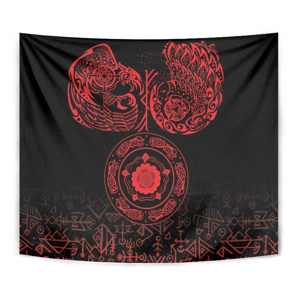 Viking Pride of Yorkshire Tapestry Red Odin’s Ravens Nordic - Wonder Print Shop