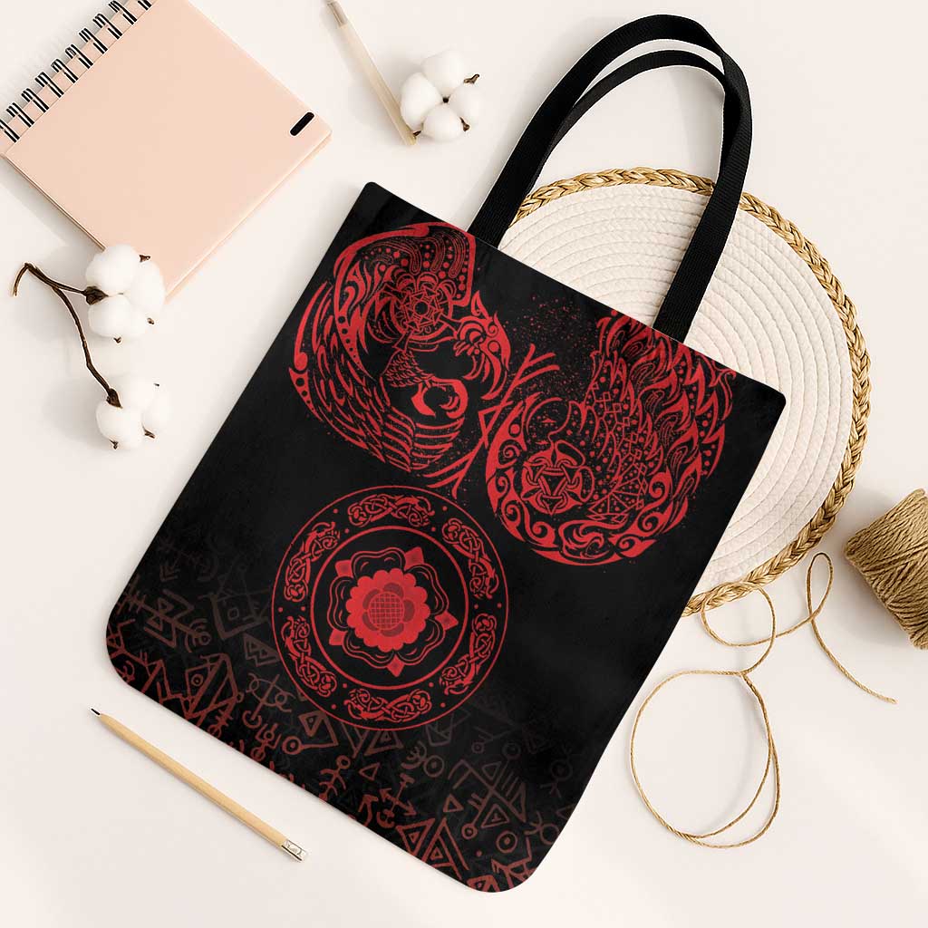 Viking Pride of Yorkshire Tote Bag Red Odin’s Ravens Nordic - Wonder Print Shop