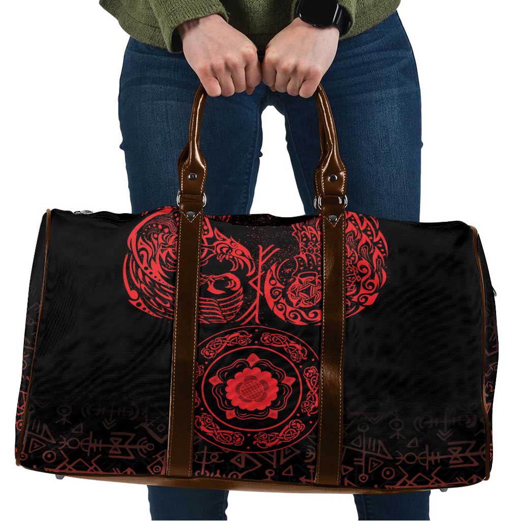 Viking Pride of Yorkshire Travel Bag Red Odin’s Ravens Nordic - Wonder Print Shop