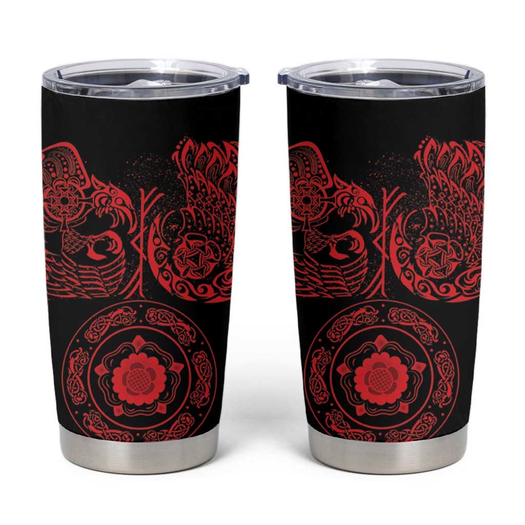 Viking Pride of Yorkshire Tumbler Cup Red Odin’s Ravens Nordic - Wonder Print Shop
