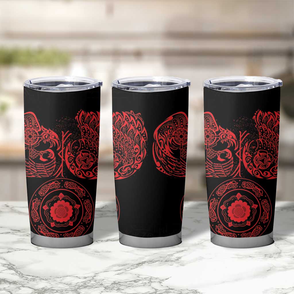 Viking Pride of Yorkshire Tumbler Cup Red Odin’s Ravens Nordic - Wonder Print Shop