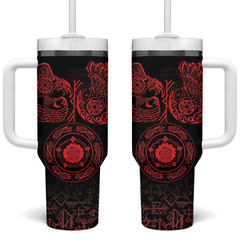 Viking Pride of Yorkshire Tumbler With Handle Red Odin’s Ravens Nordic - Wonder Print Shop