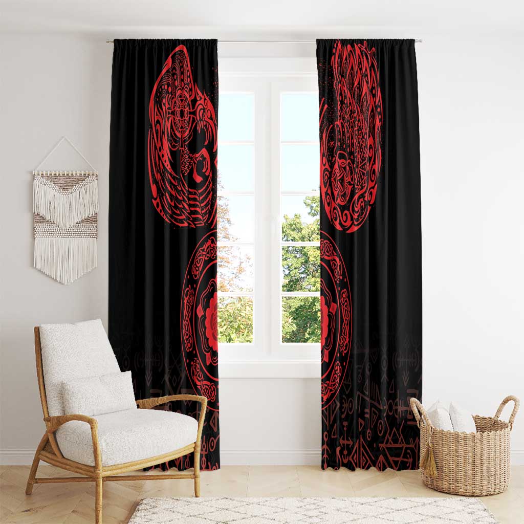 Viking Pride of Yorkshire Window Curtain Red Odin’s Ravens Nordic - Wonder Print Shop