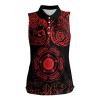 Viking Pride of Yorkshire Women Sleeveless Polo Shirt Red Odin’s Ravens Nordic - Wonder Print Shop