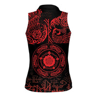 Viking Pride of Yorkshire Women Sleeveless Polo Shirt Red Odin’s Ravens Nordic - Wonder Print Shop