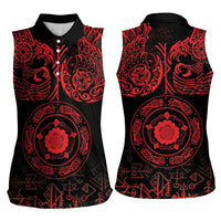 Viking Pride of Yorkshire Women Sleeveless Polo Shirt Red Odin’s Ravens Nordic - Wonder Print Shop
