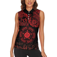 Viking Pride of Yorkshire Women Sleeveless Polo Shirt Red Odin’s Ravens Nordic - Wonder Print Shop