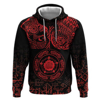 Viking Pride of Yorkshire Zip Hoodie Red Odin’s Ravens Nordic - Wonder Print Shop