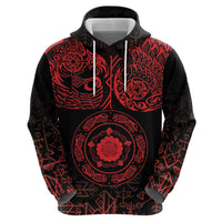 Viking Pride of Yorkshire Zip Hoodie Red Odin’s Ravens Nordic - Wonder Print Shop