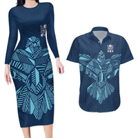Custom Derbyshire Cricket Spirit Couples Matching Long Sleeve Bodycon Dress and Hawaiian Shirt Derbyshire Falcons Sporty Style - Wonder Print Shop