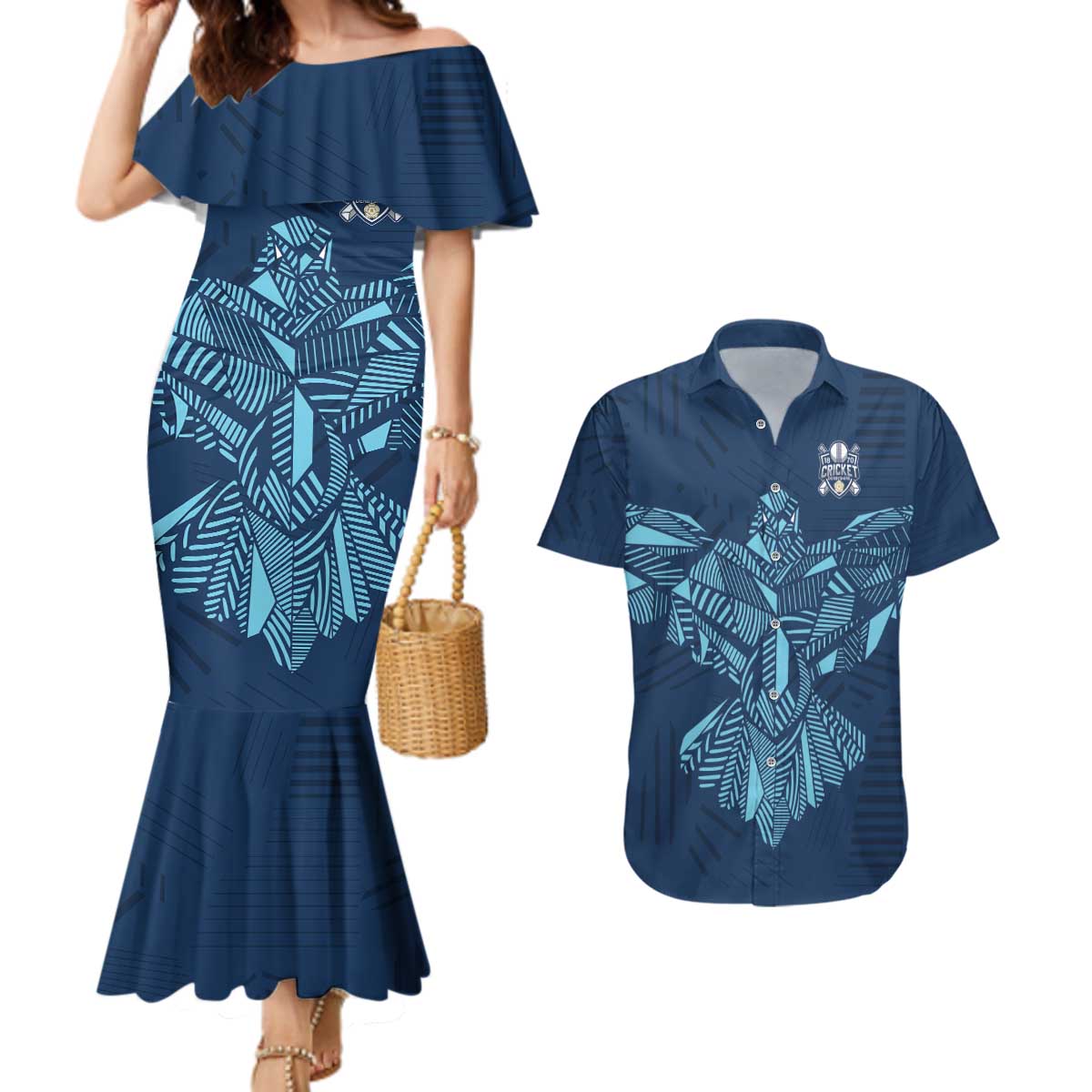 Custom Derbyshire Cricket Spirit Couples Matching Mermaid Dress and Hawaiian Shirt Derbyshire Falcons Sporty Style - Wonder Print Shop