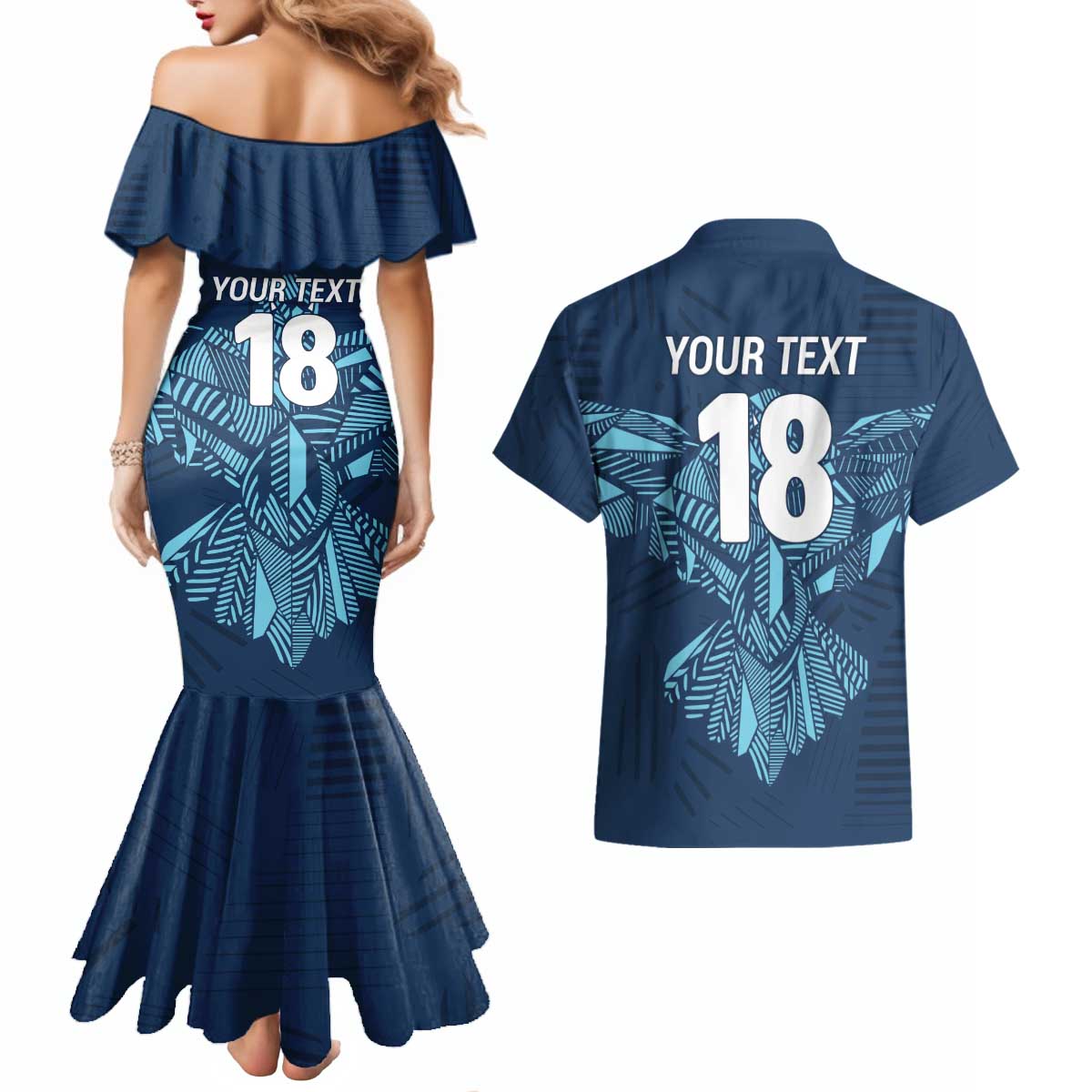 Custom Derbyshire Cricket Spirit Couples Matching Mermaid Dress and Hawaiian Shirt Derbyshire Falcons Sporty Style - Wonder Print Shop