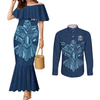 Custom Derbyshire Cricket Spirit Couples Matching Mermaid Dress and Long Sleeve Button Shirt Derbyshire Falcons Sporty Style - Wonder Print Shop