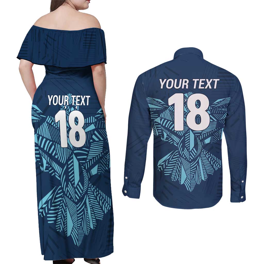 Custom Derbyshire Cricket Spirit Couples Matching Off Shoulder Maxi Dress and Long Sleeve Button Shirt Derbyshire Falcons Sporty Style - Wonder Print Shop